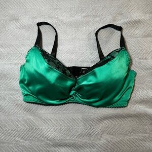 Satin Green Lace Bra